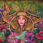 Moth Maiden Acrylic on Canvas 24x36 �2000- Inspired by moths in my garden and art nouveau