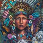 Rainbow Warrior Acrylic on Canvas 18x24 �1500- Inspired by Native american warriors and a challenge of color
