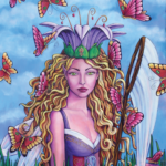 Spring Attraction Acrylic on Canvas 36x48 �3400 framed in natural wood frame- inspired by nature and fairies